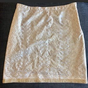 BANANA REPUBLIC Embroidered embellished festive party holiday gold skirt 14
